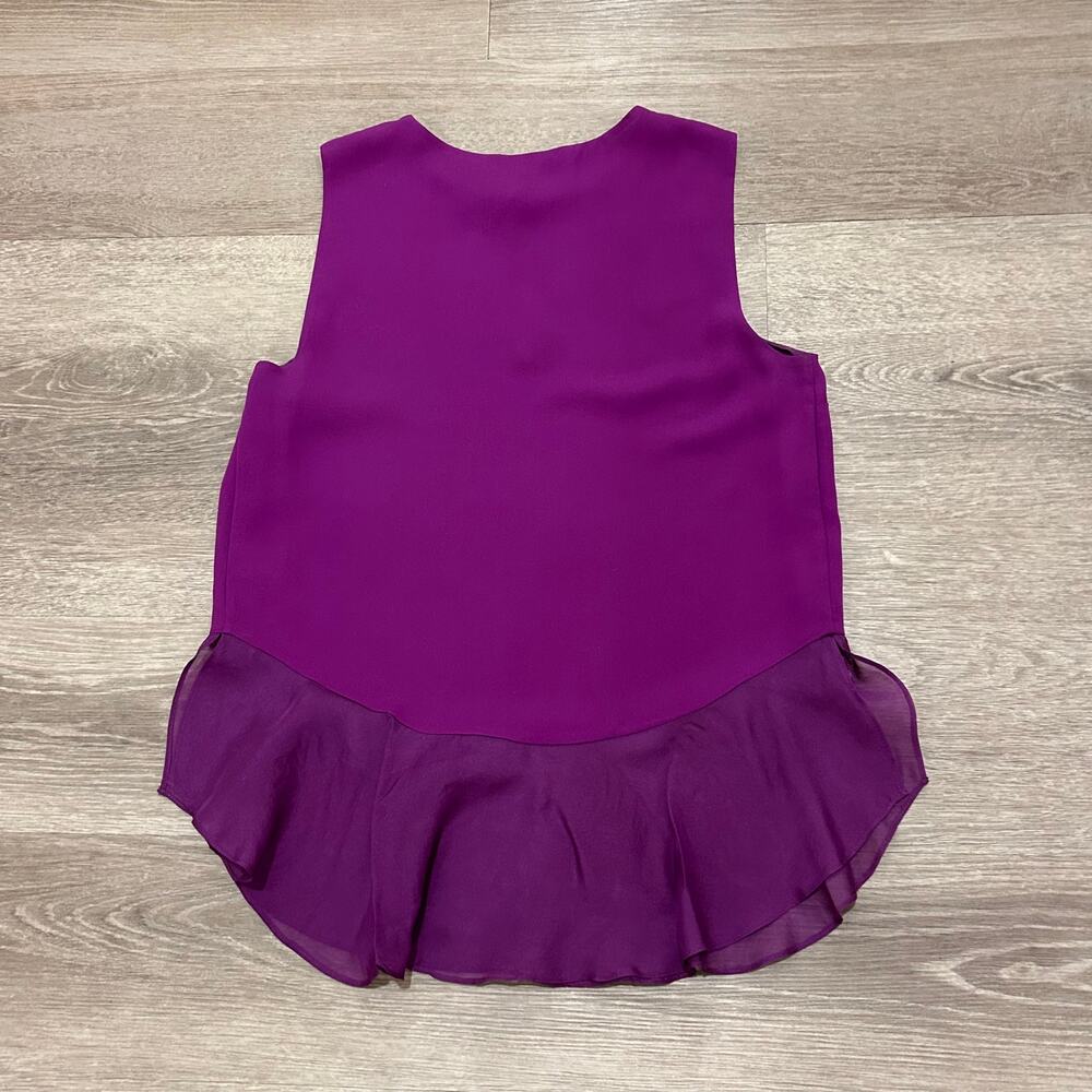 Alexandrie Silk Sleeveless Ruffle Tank Peplum Top Purple Amethyst P (XS) - Picture 14 of 14